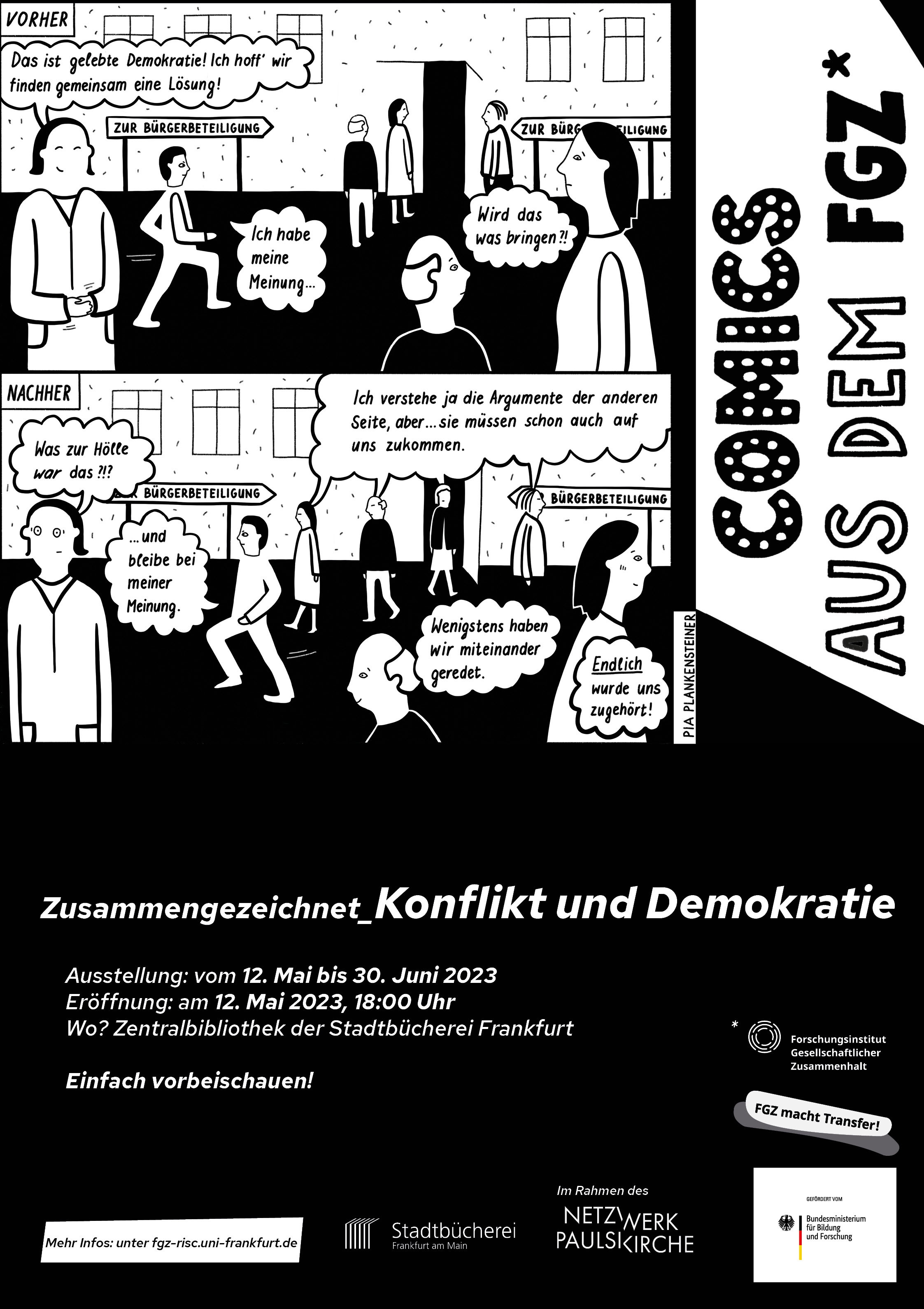 Comics aus dem FGZ: Zusammengezeichnet_Konflikt und Demokratie - Ausstellung und Vernissage